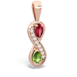 Lab Ruby Diamond Infinity 14K Rose Gold pendant P5390