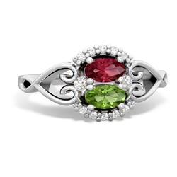 Lab Ruby Love Nest 14K White Gold ring R5860