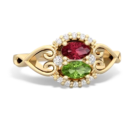 Lab Ruby Love Nest 14K Yellow Gold ring R5860