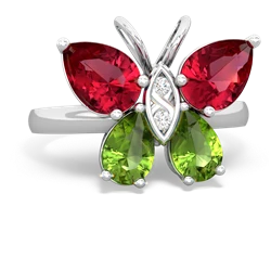 Lab Ruby Butterfly 14K White Gold ring R2215