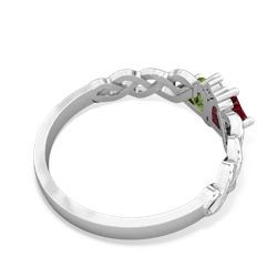 Lab Ruby Heart To Heart Braid 14K White Gold ring R5870