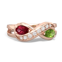 Lab Ruby Diamond Infinity 14K Rose Gold ring R5390