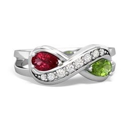 Lab Ruby Diamond Infinity 14K White Gold ring R5390