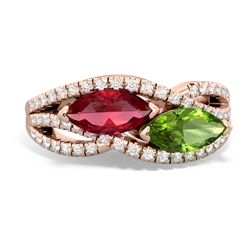 Lab Ruby Diamond Rivers 14K Rose Gold ring R3070