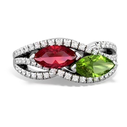 Lab Ruby Diamond Rivers 14K White Gold ring R3070