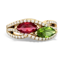 Lab Ruby Diamond Rivers 14K Yellow Gold ring R3070