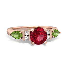 Lab Ruby 6Mm Round Eternal Embrace Engagement 14K Rose Gold ring R2005