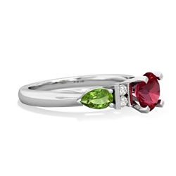 Lab Ruby 6Mm Round Eternal Embrace Engagement 14K White Gold ring R2005