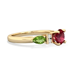 Lab Ruby 6Mm Round Eternal Embrace Engagement 14K Yellow Gold ring R2005