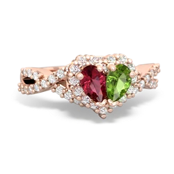 Lab Ruby Diamond Twist 'One Heart' 14K Rose Gold ring R2640HRT