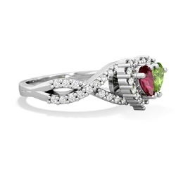 Lab Ruby Diamond Twist 'One Heart' 14K White Gold ring R2640HRT