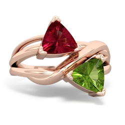 Lab Ruby Split Band Swirl 14K Rose Gold ring R2341