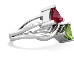 Lab Ruby Split Band Swirl 14K White Gold ring R2341