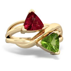 Lab Ruby Split Band Swirl 14K Yellow Gold ring R2341