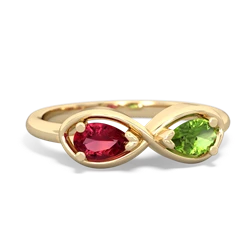 Lab Ruby Infinity 14K Yellow Gold ring R5050