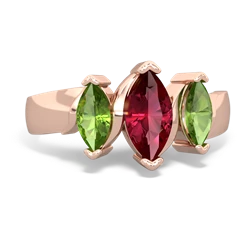 Lab Ruby Three Peeks 14K Rose Gold ring R2433