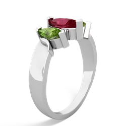 Lab Ruby Three Peeks 14K White Gold ring R2433