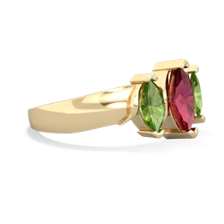 Lab Ruby Three Peeks 14K Yellow Gold ring R2433