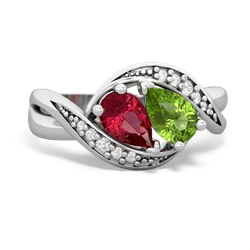 Lab Ruby Summer Winds 14K White Gold ring R5342