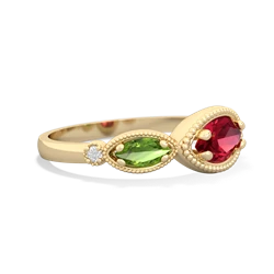 Lab Ruby Milgrain Marquise 14K Yellow Gold ring R5700