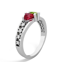 Lab Ruby Heart To Heart 14K White Gold ring R3342