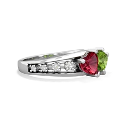 Lab Ruby Heart To Heart 14K White Gold ring R3342