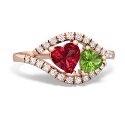 Lab Ruby Mother And Child 14K Rose Gold ring R3010