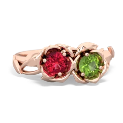 Lab Ruby Rose Garden 14K Rose Gold ring R5510