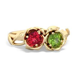 Lab Ruby Rose Garden 14K Yellow Gold ring R5510