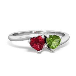 Lab Ruby Sweethearts 14K White Gold ring R5260