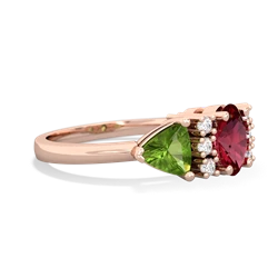 Lab Ruby Antique Style Three Stone 14K Rose Gold ring R2186