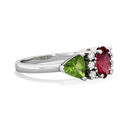 Lab Ruby Antique Style Three Stone 14K White Gold ring R2186