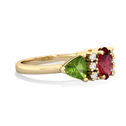 Lab Ruby Antique Style Three Stone 14K Yellow Gold ring R2186