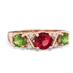 Lab Ruby Hugs And Kisses 14K Rose Gold ring R5016