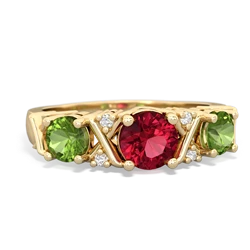 Lab Ruby Hugs And Kisses 14K Yellow Gold ring R5016