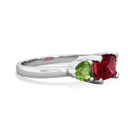 Lab Ruby Three Stone 14K White Gold ring R5235