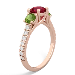 Lab Ruby Pave Trellis 14K Rose Gold ring R5500