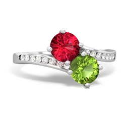 Lab Ruby Channel Set Two Stone 14K White Gold ring R5303