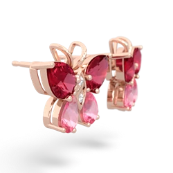 Lab Ruby Butterfly 14K Rose Gold earrings E2215