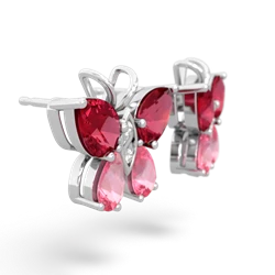 Lab Ruby Butterfly 14K White Gold earrings E2215