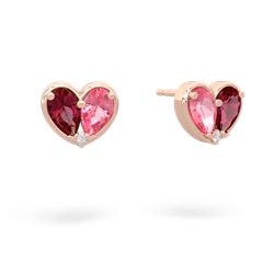 Lab Ruby 'Our Heart' 14K Rose Gold earrings E5072