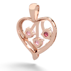 Lab Ruby Glowing Heart 14K Rose Gold pendant P2233