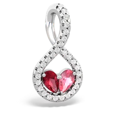 Lab Ruby Pave Twist 'One Heart' 14K White Gold pendant P5360