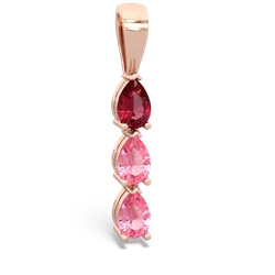 Lab Ruby Dew Drops 14K Rose Gold pendant P2251