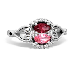 Lab Ruby Love Nest 14K White Gold ring R5860