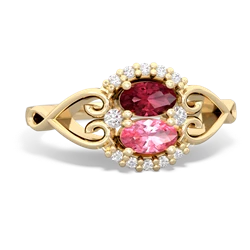 Lab Ruby Love Nest 14K Yellow Gold ring R5860