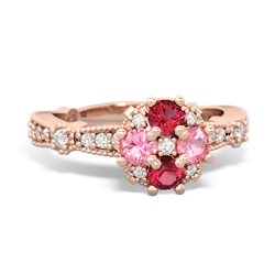 Lab Ruby Sparkling Tiara Cluster 14K Rose Gold ring R26293RD