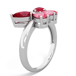 Lab Ruby Butterfly 14K White Gold ring R2215