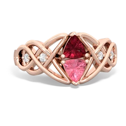 Lab Ruby Keepsake Celtic Knot 14K Rose Gold ring R5300