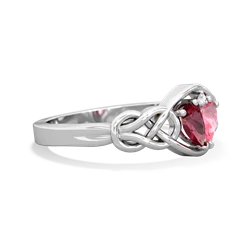 Lab Ruby Celtic Love Knot 14K White Gold ring R5420